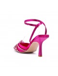 Heeled sandal in a material mix for women