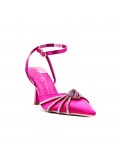 Heeled sandal in a material mix for women