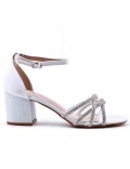 Faux leather mid-heel sandal