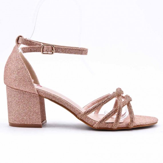 Faux leather mid-heel sandal