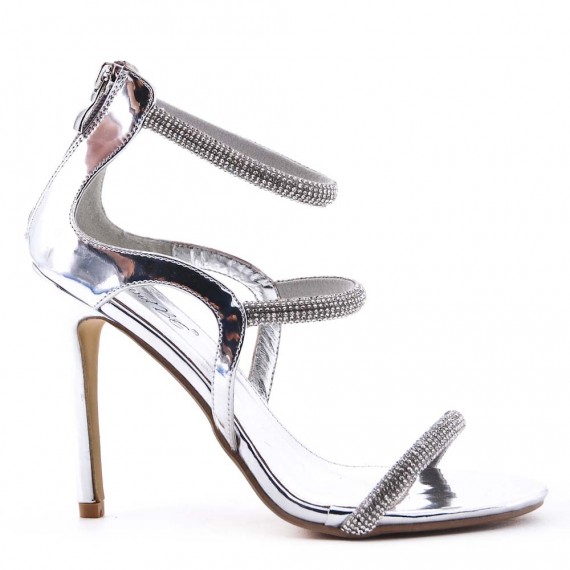 Mix-materials heeled sandal 