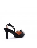 Mix-materials heeled sandal 