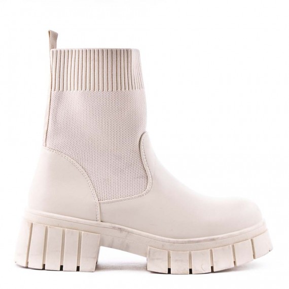 Mixed-material ankle boot