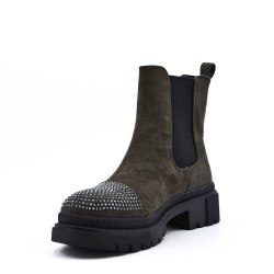 Mixed-material ankle boot