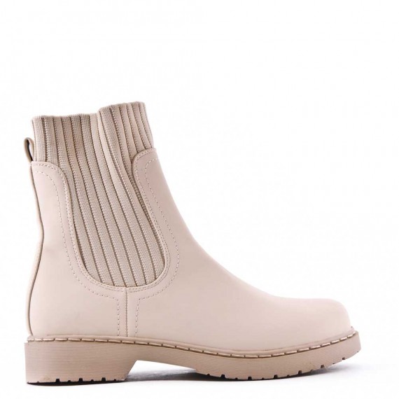 Mixed-material ankle boot