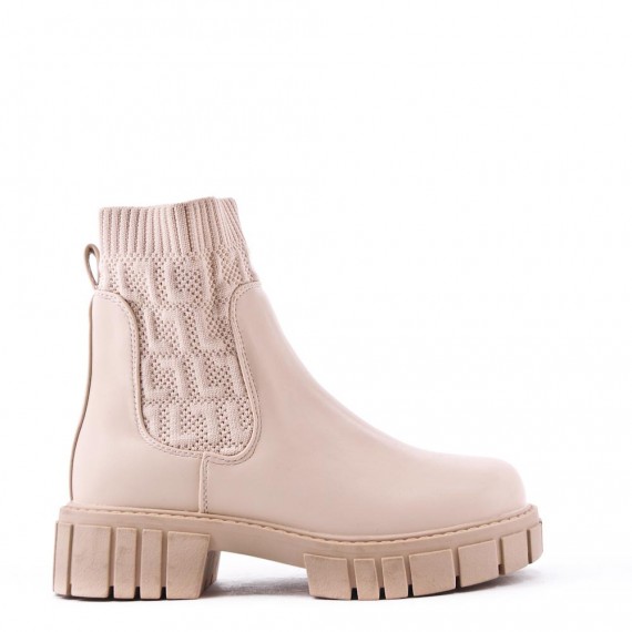 Mixed-material ankle boot