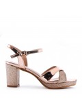 Mix-materials heeled sandal 