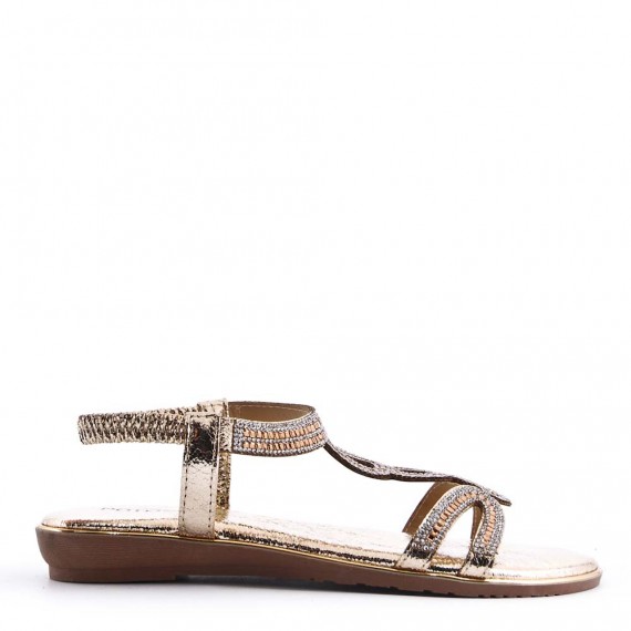 Flat sandals in faux leather for women