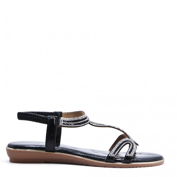 Flat sandals in faux leather for women