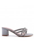 Faux leather mid-heel sandal