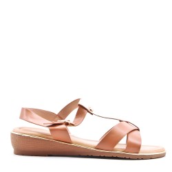 Sandale plat en simili cuir pour femme