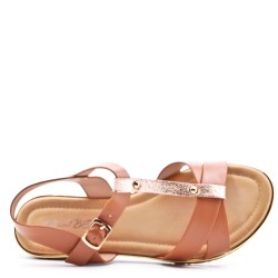 Sandale plat en simili cuir pour femme