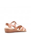 Flat sandals in faux leather for women