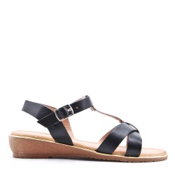 Sandale plat en simili cuir pour femme