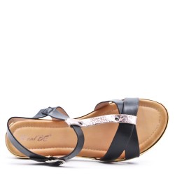 Sandale plat en simili cuir pour femme