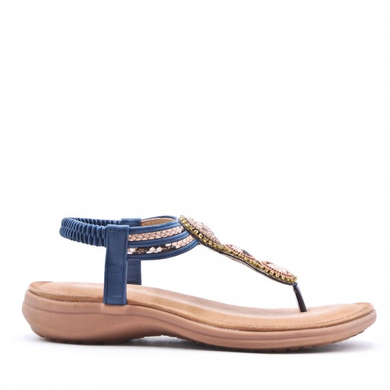 Flat sandals in faux leather for women