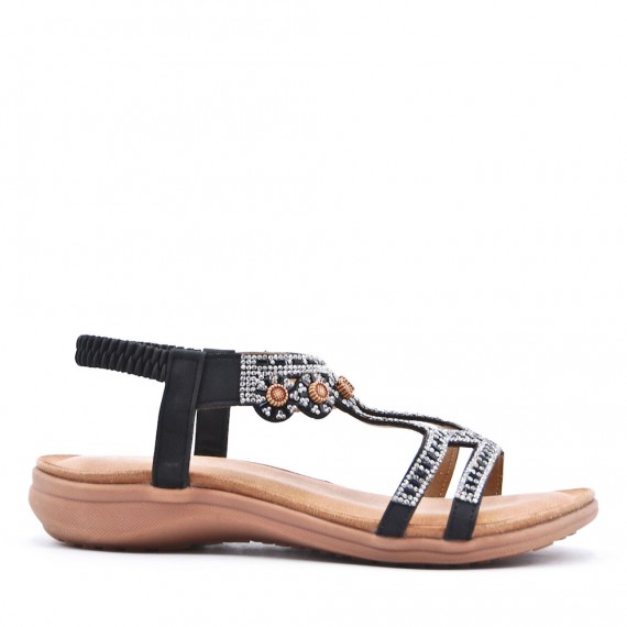 Flat sandals in faux leather for women