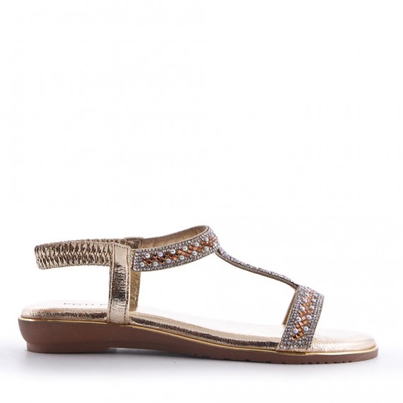 Flat sandals in faux leather for women