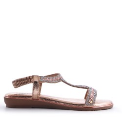 Sandale plat en simili cuir pour femme