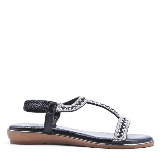 Flat sandals in faux leather for women