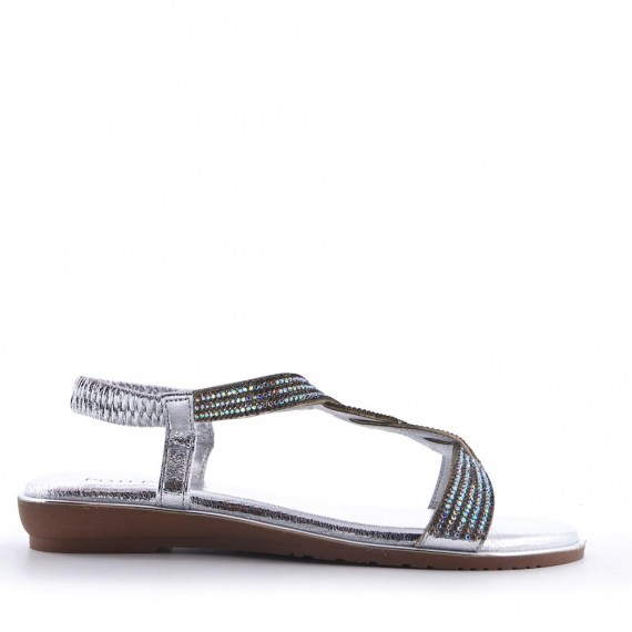 Flat sandals in faux leather for women