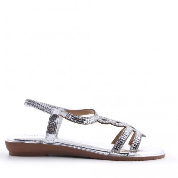 Flat sandals in faux leather for women