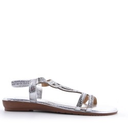 Sandale plat en simili cuir pour femme