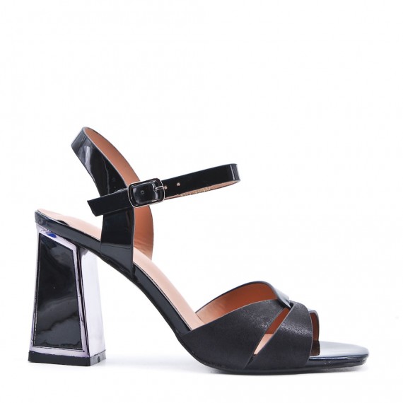 Faux leather heeled sandal