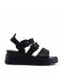 Women's faux leather wedge sandal