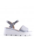 Women's faux leather wedge sandal