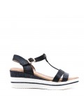 Women's faux leather wedge sandal