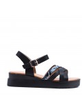 Women's faux leather wedge sandal