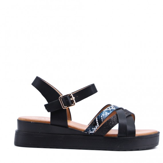 Women's faux leather wedge sandal