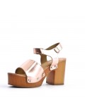 Sandal in mixed materials for women