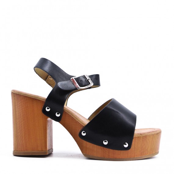 Sandal in mixed materials for women