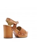 Sandal in mixed materials for women