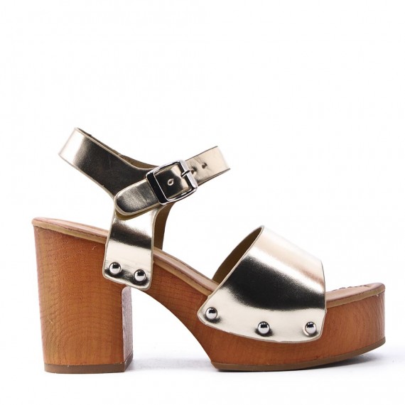 Sandal in mixed materials for women