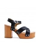 Sandal in mixed materials for women