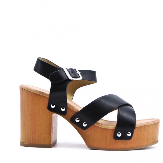 Sandal in mixed materials for women