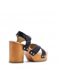 Sandal in mixed materials for women