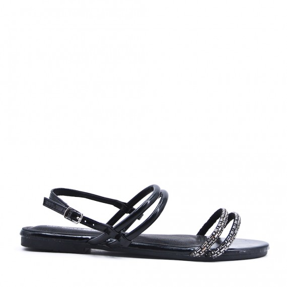 Flat sandals in a material mix for women