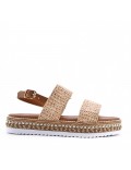 Flat sandals in a material mix for women