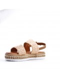 Flat sandals in a material mix for women