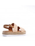 Flat sandals in a material mix for women