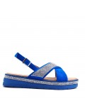 Flat sandals in a material mix for women