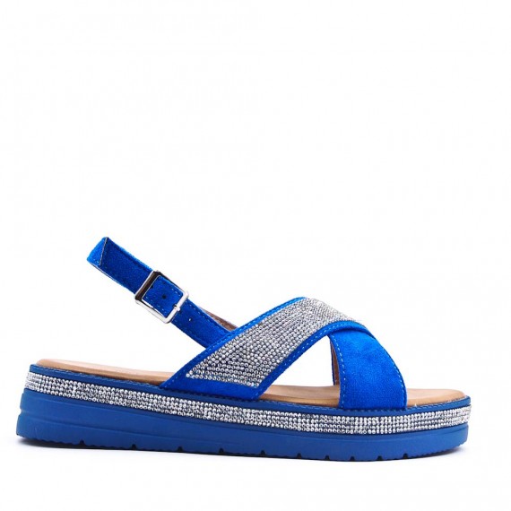 Flat sandals in a material mix for women