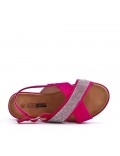 Flat sandals in a material mix for women