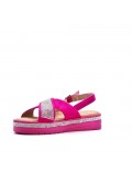 Flat sandals in a material mix for women