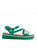 Flat sandals in a material mix for women