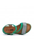 Flat sandals in a material mix for women